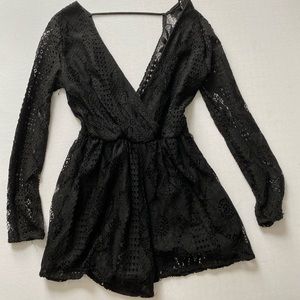 Long sleeve laced romper